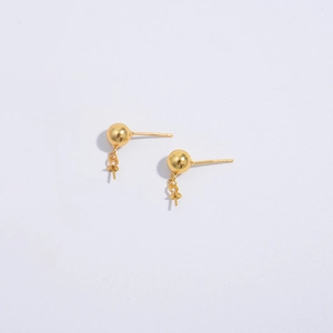 Golden S925 silver DIY tassel earring components with stud pins and hanging loops