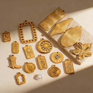 Vintage gold geometric pendants with celestial and tarot motifs for DIY jewelry