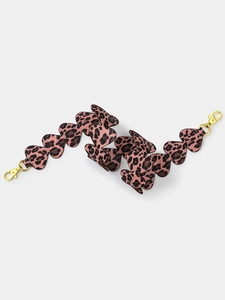 Leopard print heart-shaped replacement shoulder strap with golden metal swivel hooks