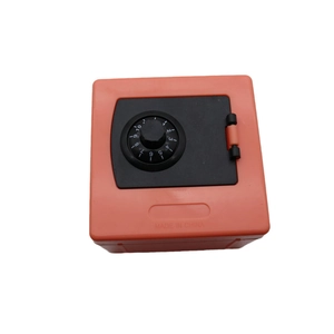 Orange and black plastic safe money box bank with combination dial for kids savings