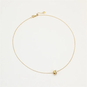 Collier minimaliste en acier inoxydable doré avec pendentif cylindrique en zircone cubique