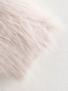 Close-up of soft faux fur texture in elegant dusty pink for women autumn winter coats