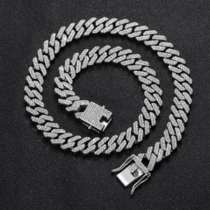 Iced Out Cuban Link Chain Halskette Zinklegierung Österreichischer Rheinkiesel Breit Hip Hop Schmuck Für Herren Damen Kastenverschluss