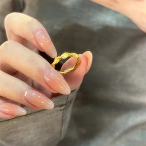 Twisted Open Ring Real Gold Plated Copper Geometric Adjustable Minimalist Light Luxury Commuter Jewelry For Women