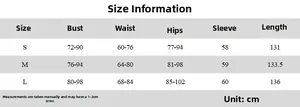 Detailed size chart for glitter V-neck jumpsuit including bust, waist, and length in cm
