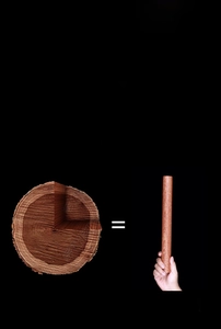 Detail showing solid ebony wood core construction of the anti-crack rolling pin