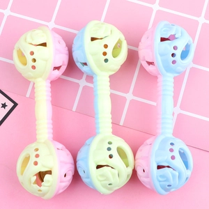 Baby Rattle Toy Double Headed Macaron Color Plastic Sound Making Bell Infant Sensory Development Dumbbell Shape