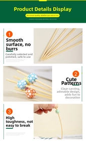 Macro detail of smooth bamboo food picks with colorful mini soccer ball decorations