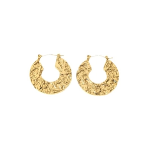 Boucles d'oreilles minimalistes en acier inoxydable plaqué or 18 carats martelé