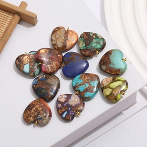Pendentifs en pierre impériale naturelle en forme de cœur pour la création de bijoux DIY