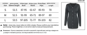 Guide des tailles pour robe en tricot à col en V avec mesures du buste et de la taille