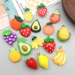 DIY colorful resin fruit and vegetable charms with metal loops for jewelry making