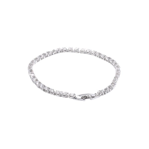 Elegante pulsera tenis de plata con brillantes circonitas redondas en una sola hilera