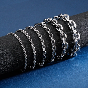 Bracciali a catena ad O in acciaio inossidabile lucido argento in sei diversi spessori
