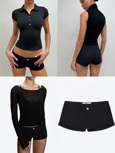 Women Micro Shorts Black Low Waist Slim Fit Hot Pants Sexy Casual Basic Solid Elastic Mini Shorts With Pockets