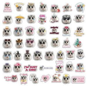 50pcs cute hamster meme stickers set for DIY laptops, guitars and waterproof suitcases