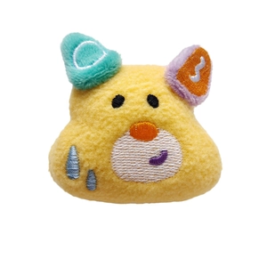 Funny dopamine yellow plush dog charm with colorful embroidery details and cute ears