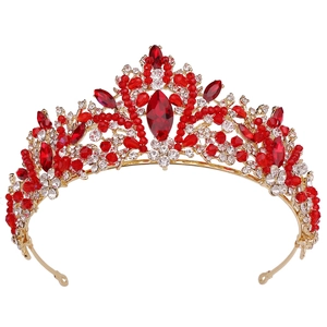 Handmade Bridal Crown Tiara Alloy Rhinestone Crystal Beads Leaf Shape Elegant Wedding Party Hair Accessories Women