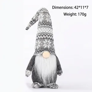 Christmas gnome doll with snowflake hat, size 42x11x7cm, 170g plush nordic ornament