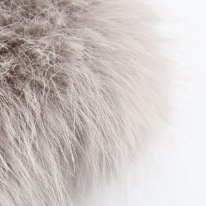 Long-cut faux fur coat in light gray featuring a professional plush textured finish