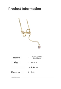 Détail du collier à nœud et pampille de zircon rose avec dimensions et poids