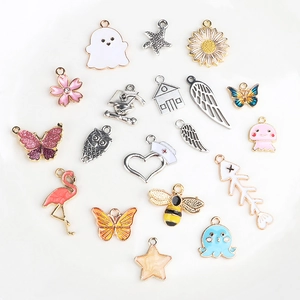 Assorted stainless steel DIY pendants featuring enamel ghost, cherry blossom and starfish