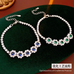 Bracelet De Tennis Fleur Exquis Cuivre Zircon Floral Chaîne À Maillons Réglable Pour Femmes Bijoux Style Vintage Français