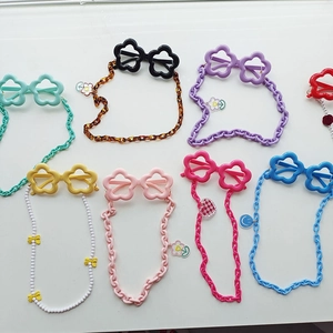 Children Flower Frame Sunglasses Plastic Resin Eyewear With Detachable Decorative Chain For Toddlers Babies