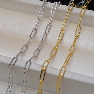 Stainless Steel Paperclip Chain Necklace Minimalist Geometric Plain Jewelry Gift For Men Women