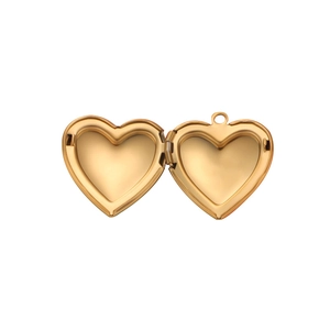 Pendentif médaillon cœur doré ouvert en acier inoxydable 316L pour création de bijoux DIY