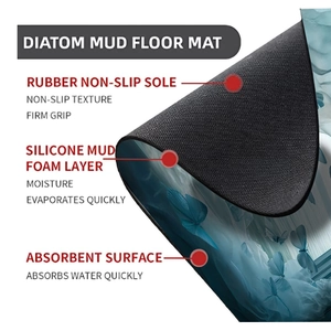 Détail de la structure multicouche du tapis de bain absorbant en terre de diatomée avec base