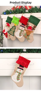 Detail of Christmas stocking decorations featuring 3D Santa, Snowman, and Reindeer motifs