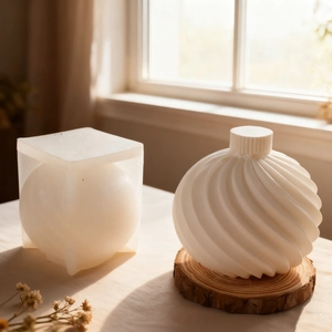 Spiral stripe sphere silicone mold for DIY scented candles and plaster art decor