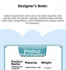 Detailed product specifications for lightweight Oxford and PVC waterproof school backpack