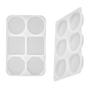 Thick 2cm 6-cavity silicone mold featuring round square and octagon shapes for DIY resin