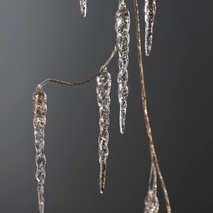 Clear acrylic icicle ornaments with gold glitter filling for Christmas tree decoration