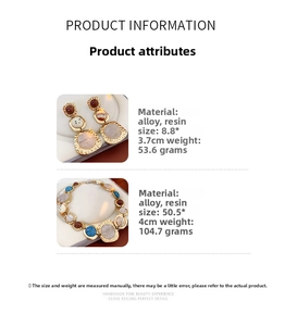 Detail specifications of vintage irregular geometric resin earrings and necklace set