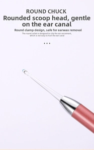 Macro shot of the round collet and LED light head on the earwax removal tool