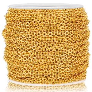 Golden stainless steel O-link cable chain spool for DIY jewelry making and necklaces