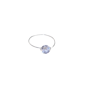 Geometric silver ring with sparkling round zircon stone in a minimalist woven design