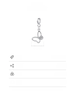 Detailed view of 925 silver hollow butterfly pendant with a central sparkling stone