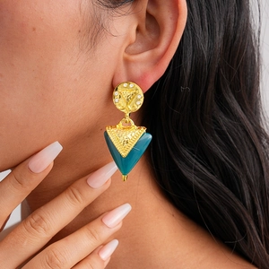 Boucles D'oreilles Pendantes Triangulaires Géométriques En Résine Avec Strass En Alliage Et Silver Earring Post Femmes
