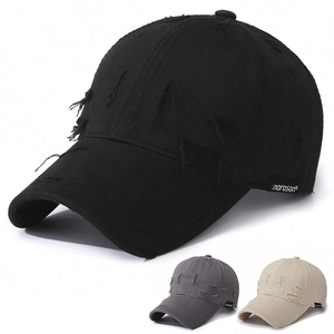 Vintage Distressed Cotton Baseball Cap Washed Peaked Hat With Adjustable Metal Buckle For Outdoor Casual Streetwear Unisex