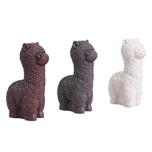 Three cute alpaca silicone molds in brown, grey and white for candles or plaster crafts