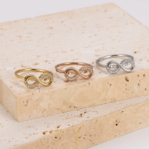 Anello dell'Infinito in Acciaio Inossidabile Minimalista Con Zirconia per Donna Placcato Oro Rosa Gioielli di Moda