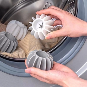 Anti-winding laundry ball for washing machine to remove lint and hair in grey and white