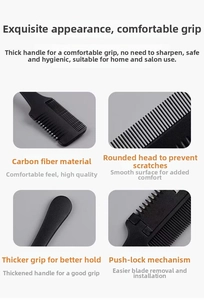 Détails du peigne effileur en fibre de carbone avec dents arrondies et lame amovible