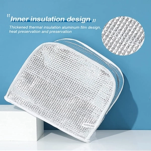 Silver insulated lunch bag with thickened thermal aluminum film for heat preservation