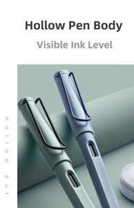 Détail de stylos plume Morandi mats avec fenêtre d'encre et clip en métal