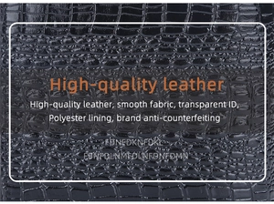Detail shot of black croc-embossed leather texture with high-quality polyester lining